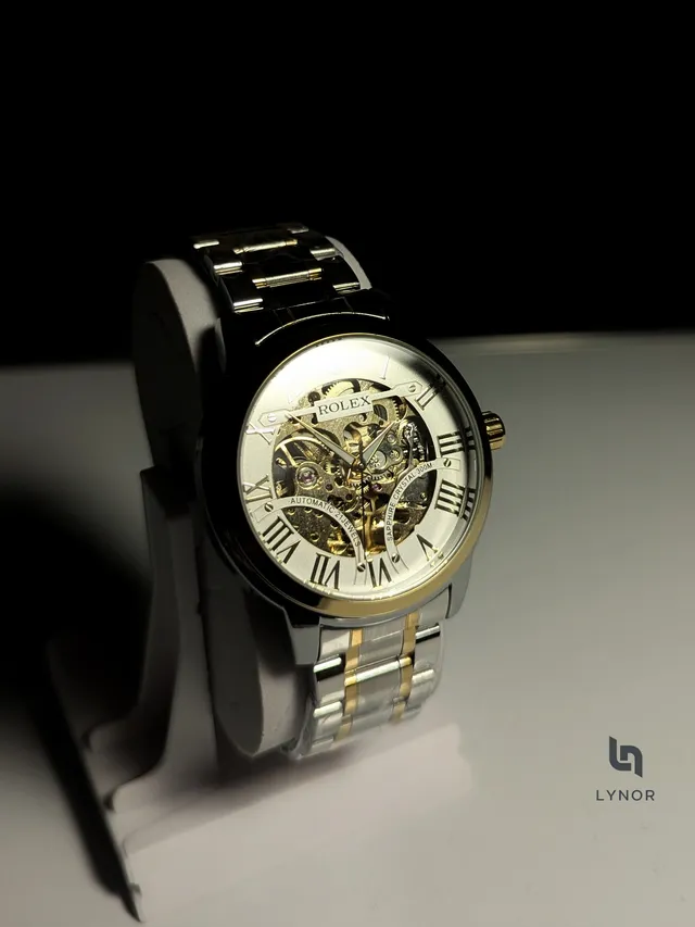 Two-Tone Skeleton Automatic Watch